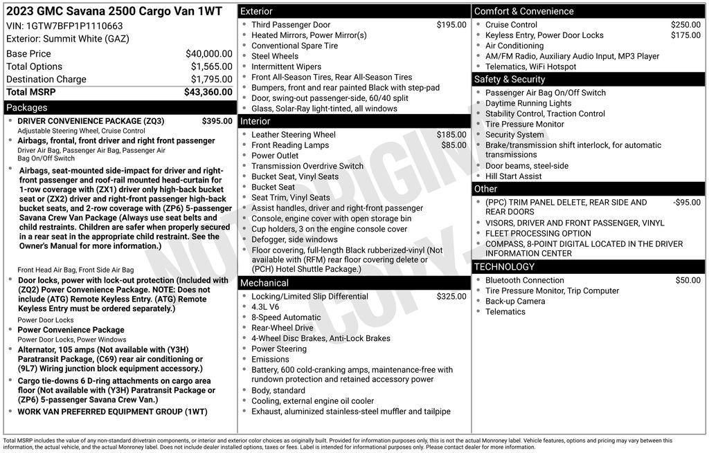 Used 2023 GMC Savana 2500 Extended w/ Driver Convenience Package image 9