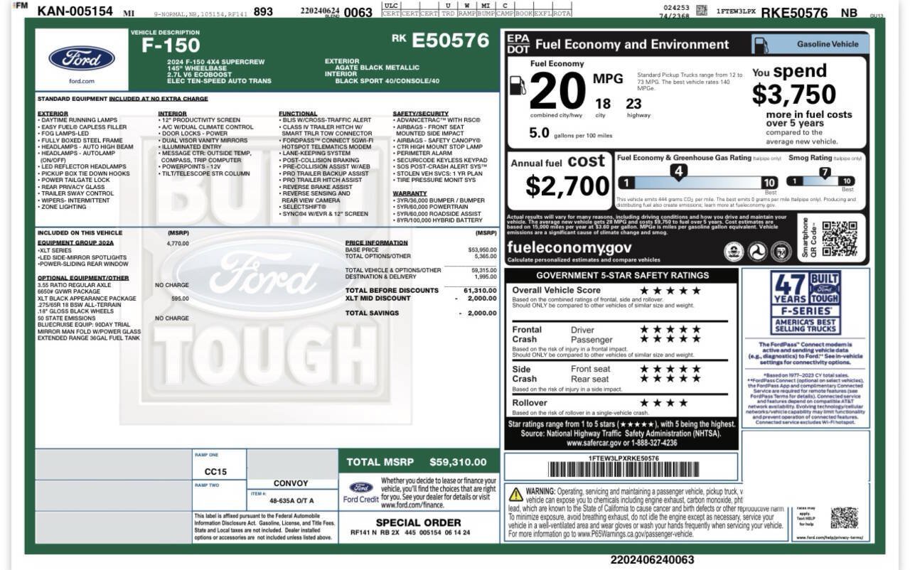 Used 2024 Ford F150 XLT w/ Equipment Group 302A MID AWD/4WD image 51