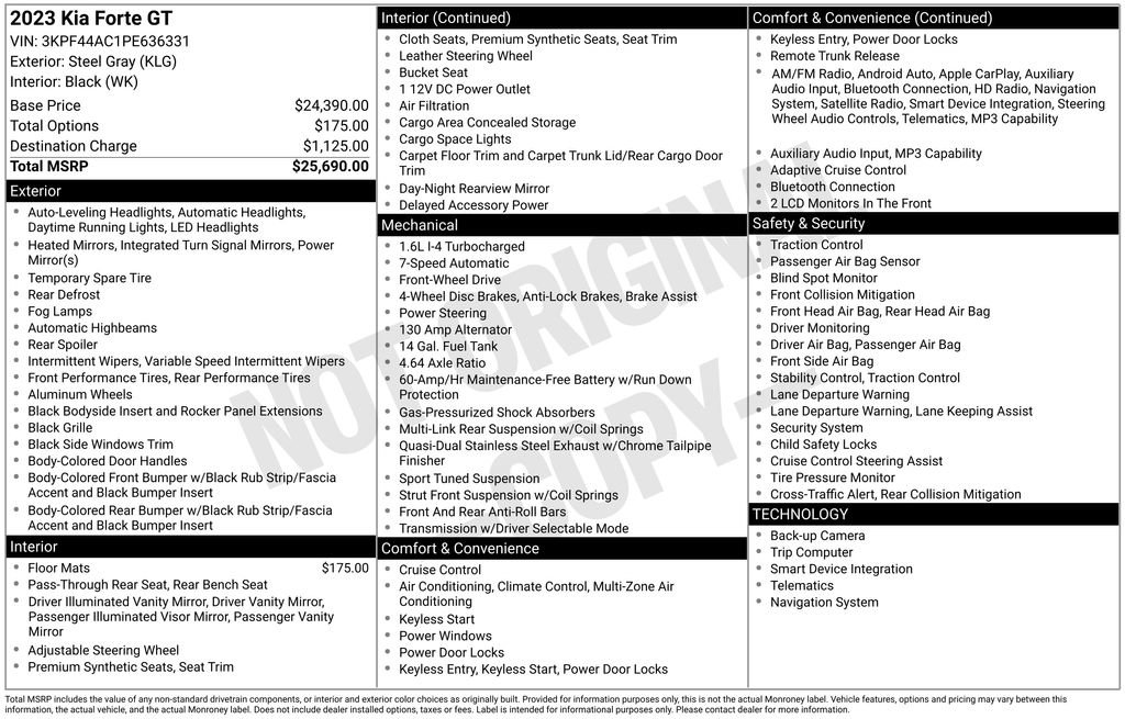 Certified 2023 Kia Forte GT FWD image 35