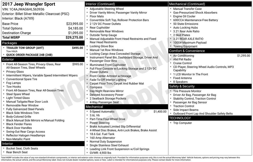 Used 2017 Jeep Wrangler Sport w/ Trailer Tow Group image 2