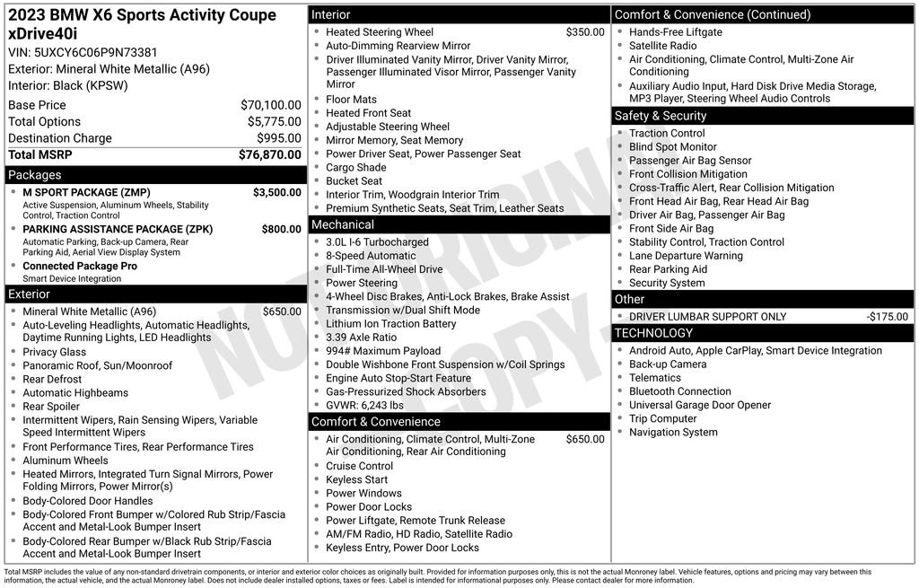 Used 2023 BMW X6 xDrive40i w/ M Sport Package AWD/4WD image 6