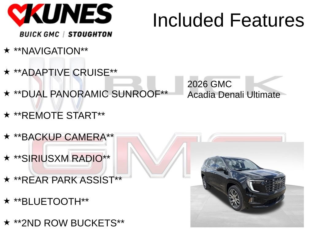 New 2026 GMC Acadia Denali Ultimate w/ LPO, Floor Liner Package AWD/4WD image 2