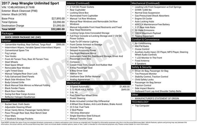 Certified 2017 Jeep Wrangler Unlimited Sport image 30