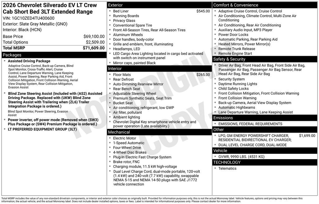 New 2026 Chevrolet Silverado EV LT image 8