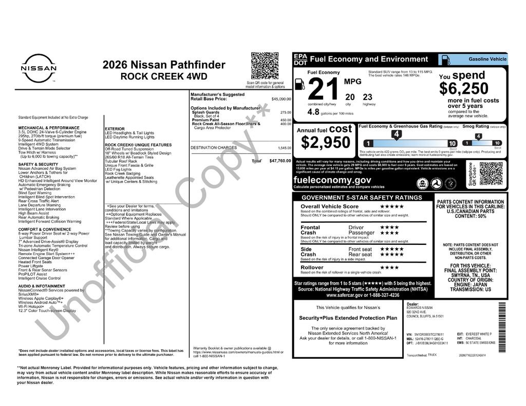 New 2026 Nissan Pathfinder Rock Creek AWD/4WD image 8