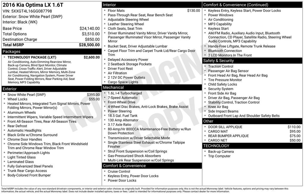 Used 2016 Kia Optima LX w/ Technology Package image 34