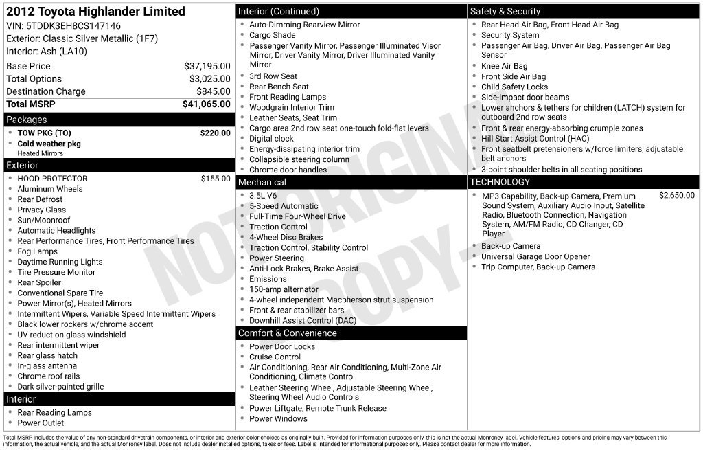 Used 2012 Toyota Highlander Limited w/ Tow Pkg AWD/4WD image 4