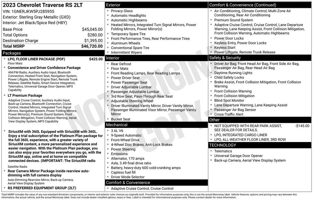 Certified 2023 Chevrolet Traverse RS w/ LPO, Floor Liner Package FWD image 35