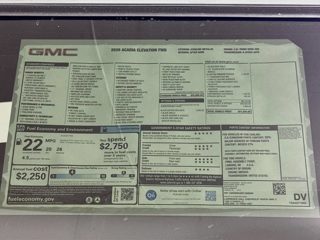 New 2026 GMC Acadia Elevation w/ Black Edition FWD image 20