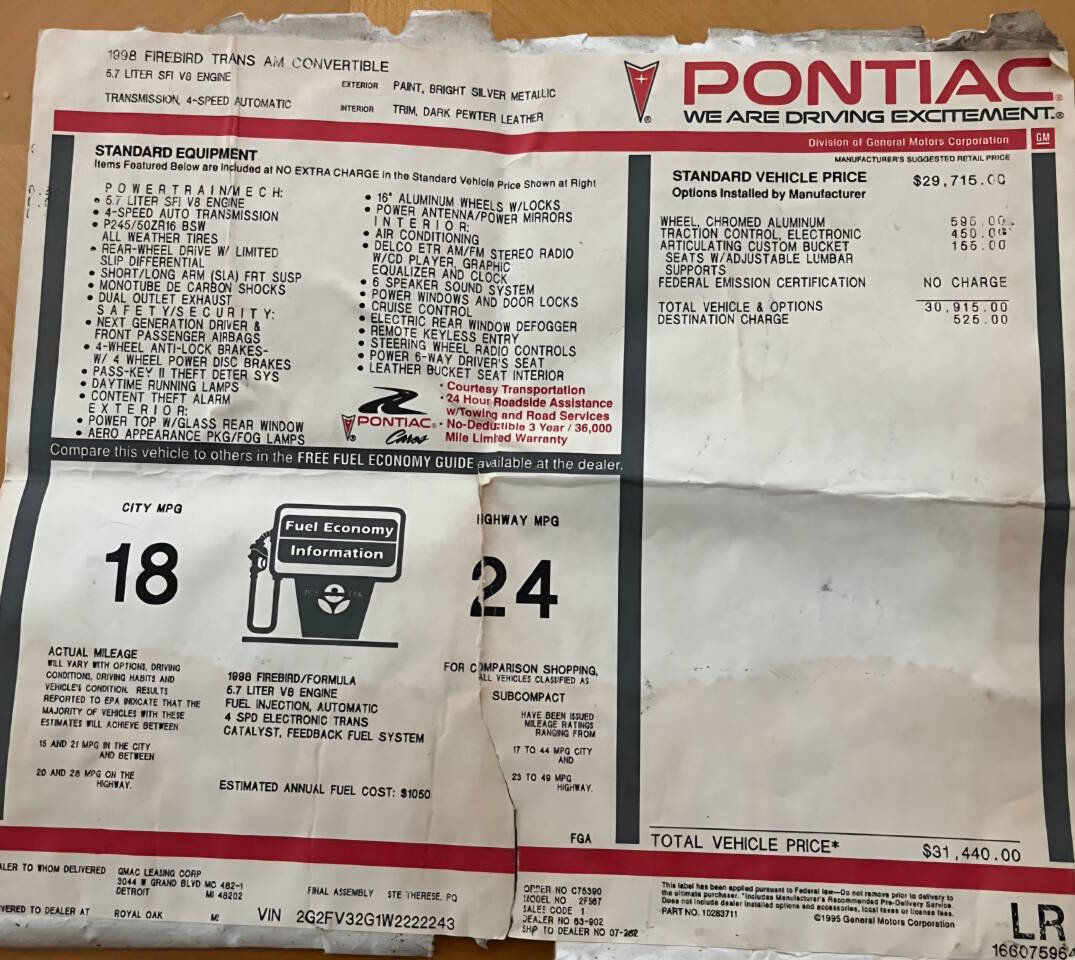 Used 1998 Pontiac Firebird Trans Am image 20