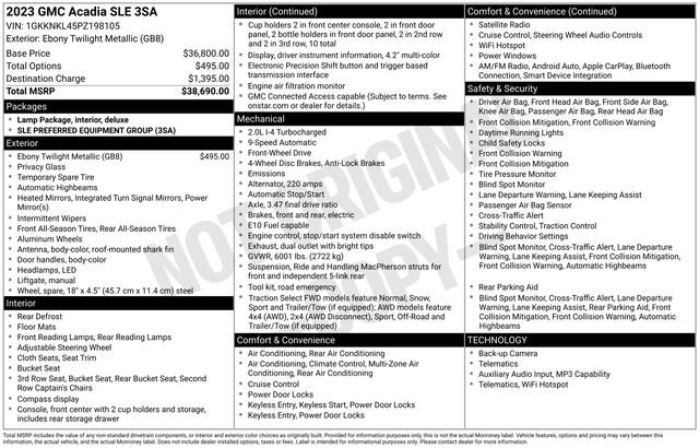 Used 2023 GMC Acadia SLE FWD image 44