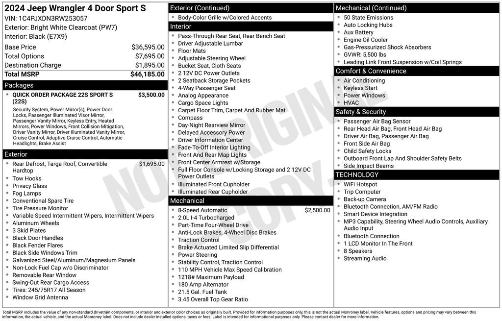 Used 2024 Jeep Wrangler Unlimited Sport AWD/4WD image 36