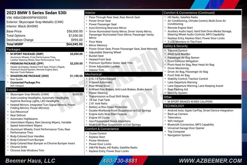 Used 2023 BMW 530i w/ M Sport Package RWD image 3