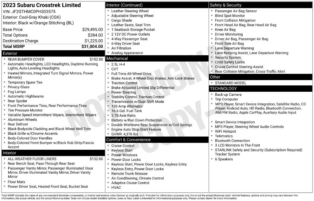 Certified 2023 Subaru Crosstrek 2.5i Limited AWD/4WD image 34