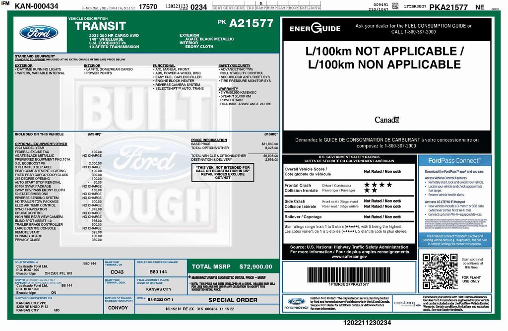 Used 2023 Ford Transit 250 148 High Roof Extended AWD image 2