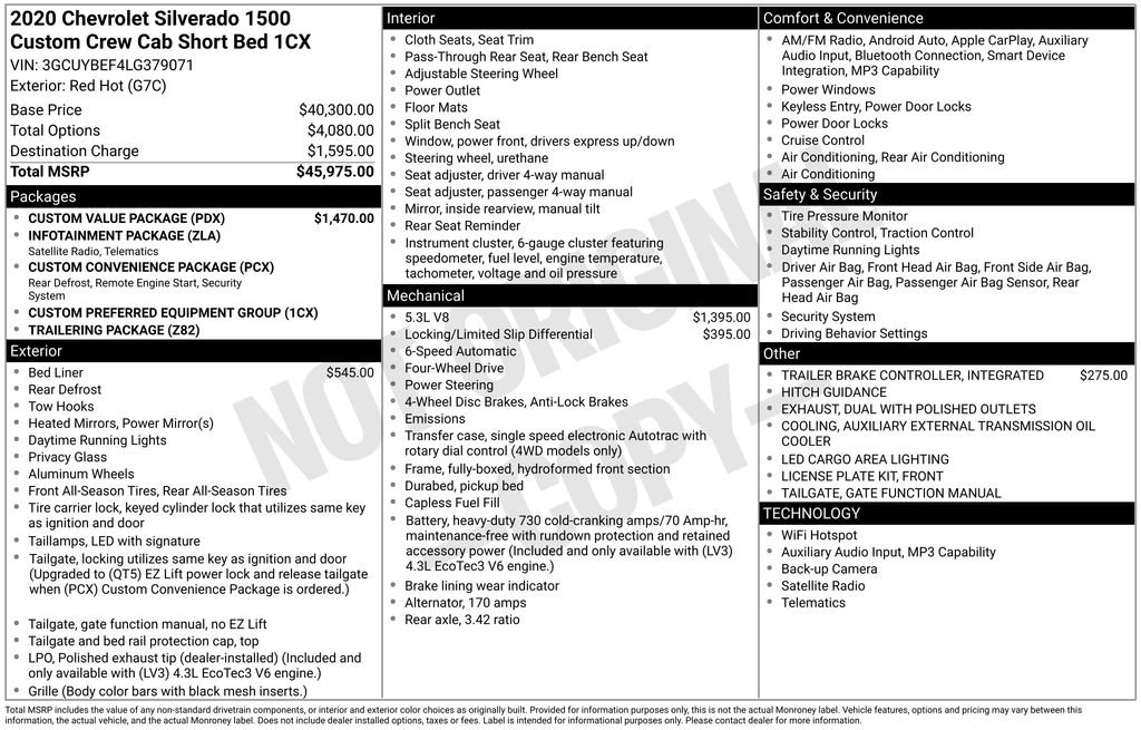 Used 2020 Chevrolet Silverado 1500 Custom w/ Custom Value Package AWD/4WD image 33