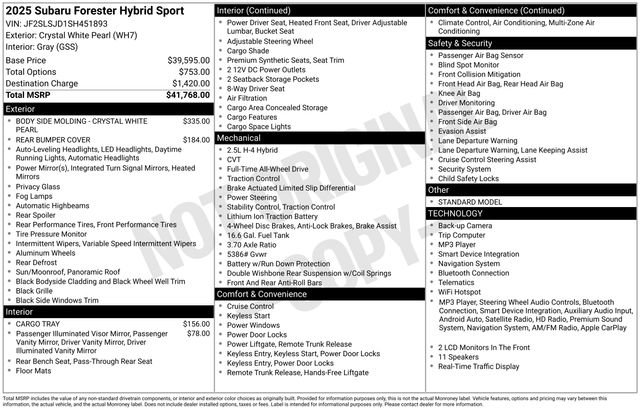 Certified 2025 Subaru Forester Sport AWD/4WD image 3