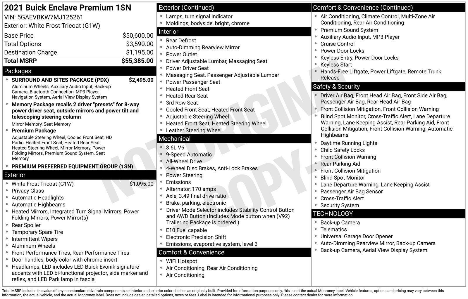 Used 2021 Buick Enclave Premium w/ Surround and Sites Package image 42