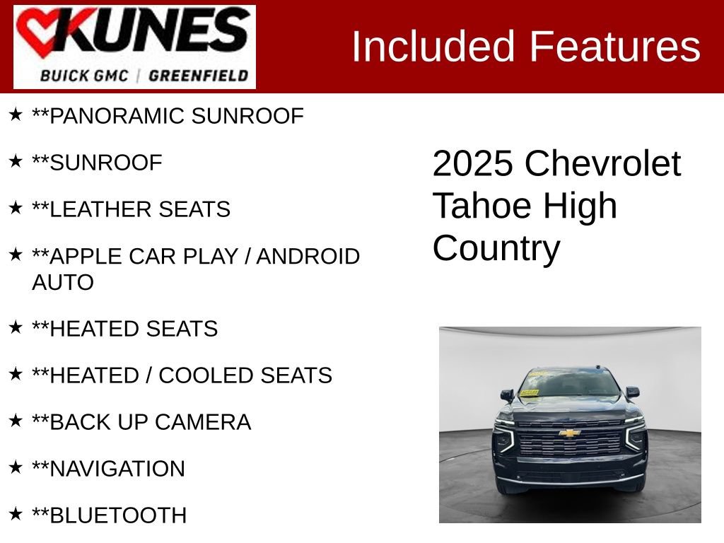 Used 2025 Chevrolet Tahoe High Country w/ Sun And Tow Package AWD/4WD image 2