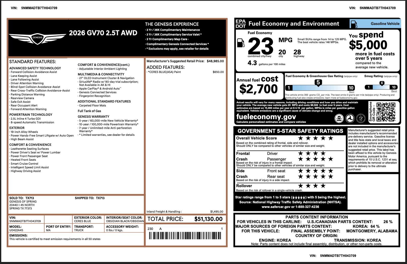 Certified 2026 Genesis GV70 2.5T image 3