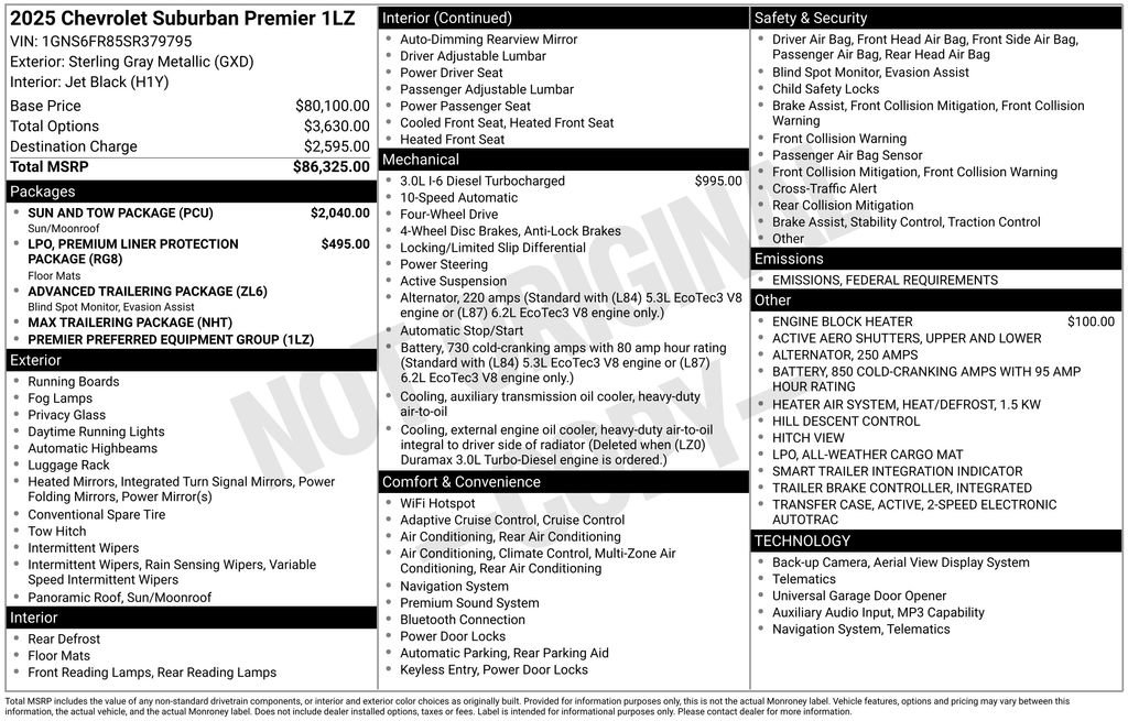 New 2025 Chevrolet Suburban Premier w/ Sun And Tow Package image 10