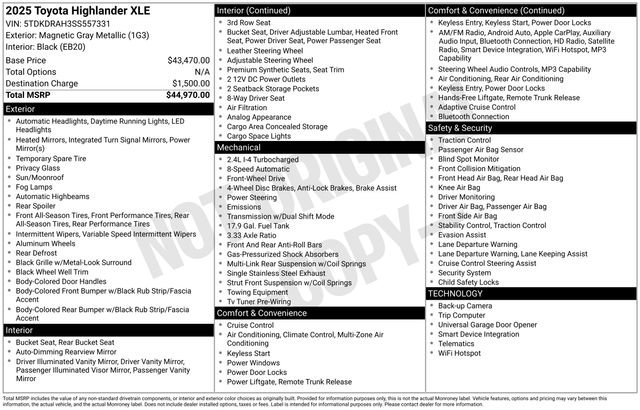 Used 2025 Toyota Highlander XLE FWD image 37