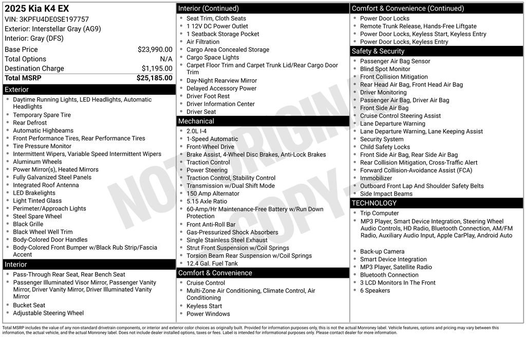 Certified 2025 Kia K4 EX FWD image 27
