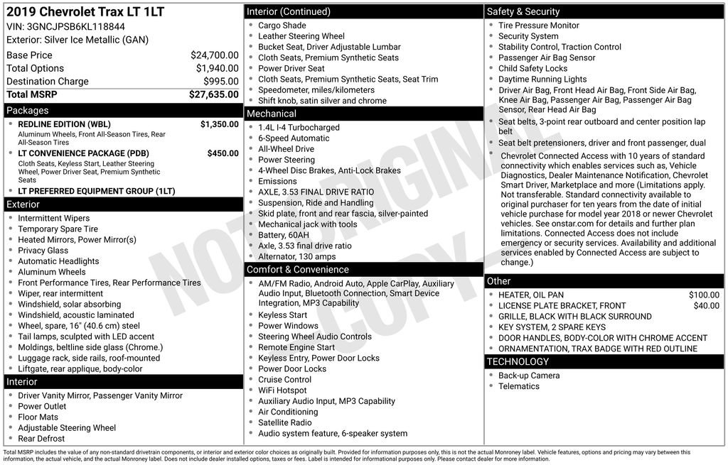Used 2019 Chevrolet Trax LT w/ Redline Edition AWD/4WD image 19