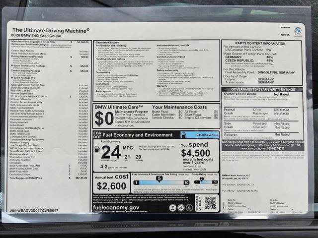 New 2026 BMW 840i w/ M Sport Professional Package RWD image 17