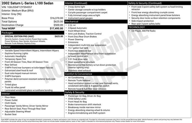 Used 2002 Saturn L-Series L100 w/ Special Edition Pkg FWD image 23