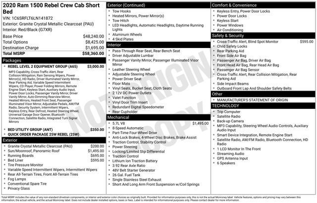 Used 2020 RAM 1500 Rebel w/ Rebel Level 2 Equipment Group AWD/4WD image 32