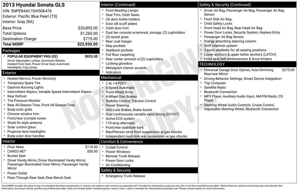 Used 2013 Hyundai Sonata GLS w/ Popular Equipment Pkg FWD image 3