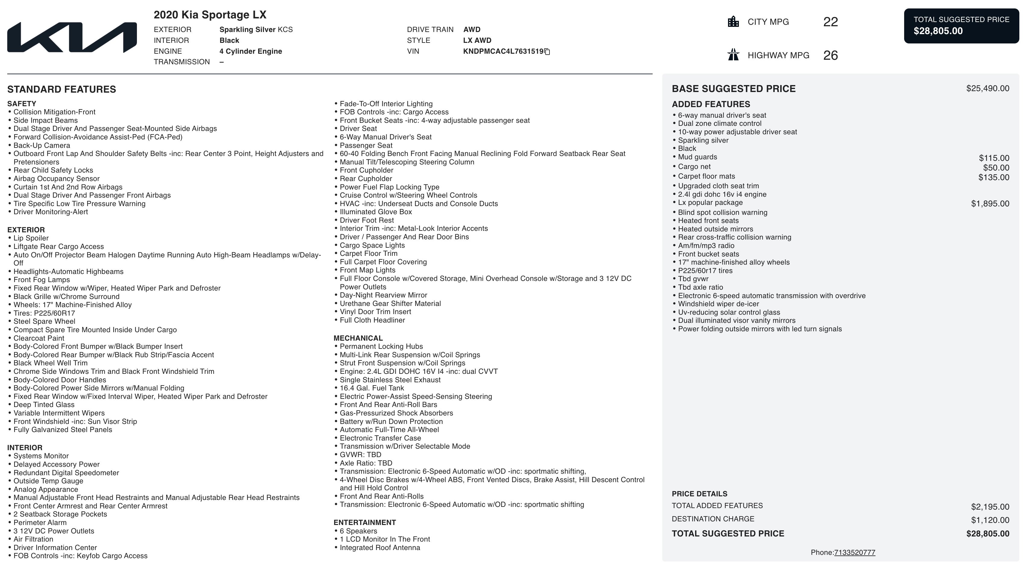 Used 2020 Kia Sportage LX w/ LX Popular Package image 3