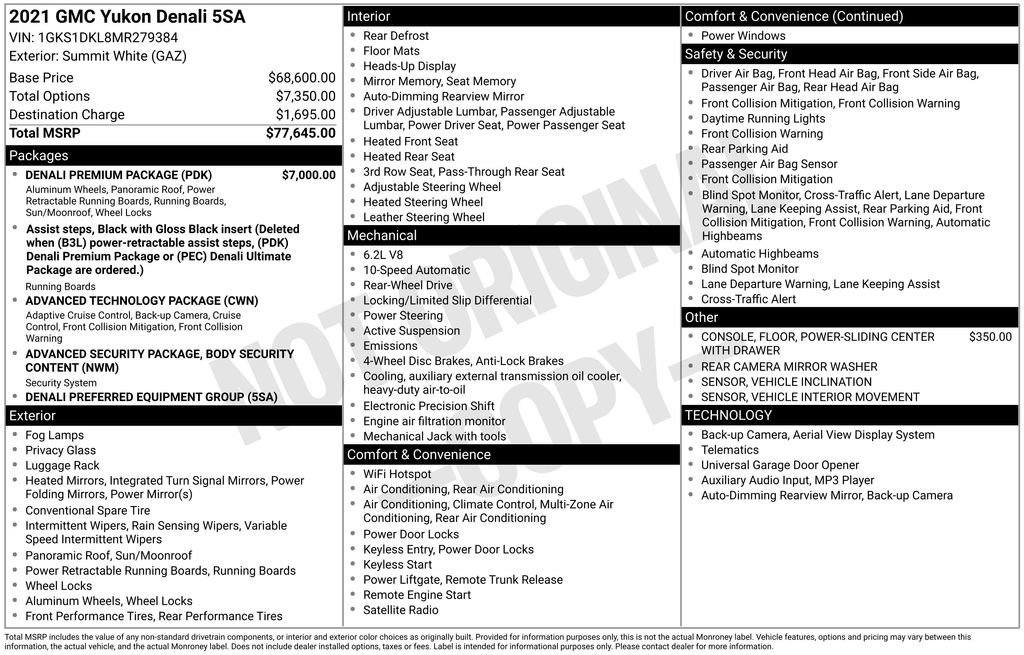 Used 2021 GMC Yukon Denali w/ Denali Premium Package image 47