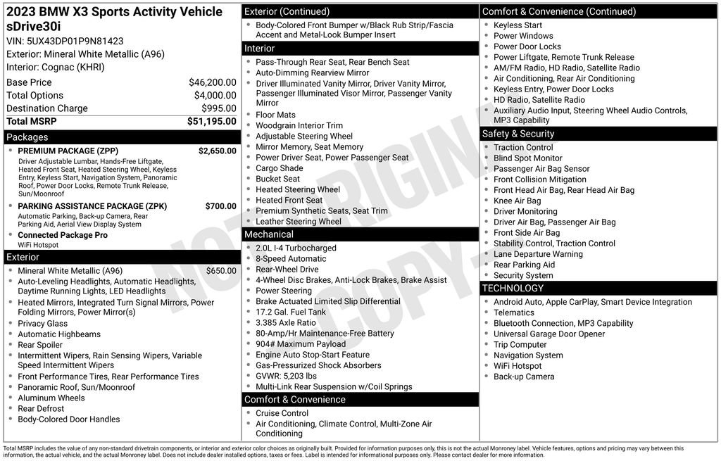 Used 2023 BMW X3 sDrive30i w/ Premium Package RWD image 4