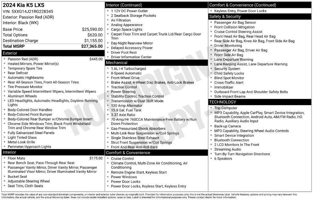 Certified 2024 Kia K5 LXS FWD image 6