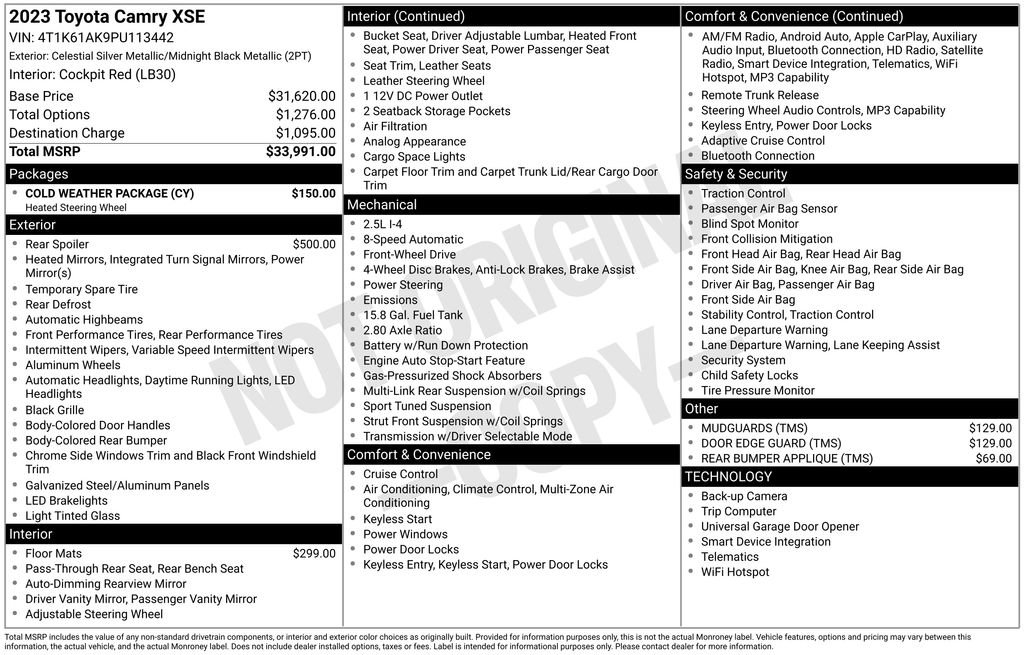 Used 2023 Toyota Camry XSE w/ Cold Weather Package FWD image 31