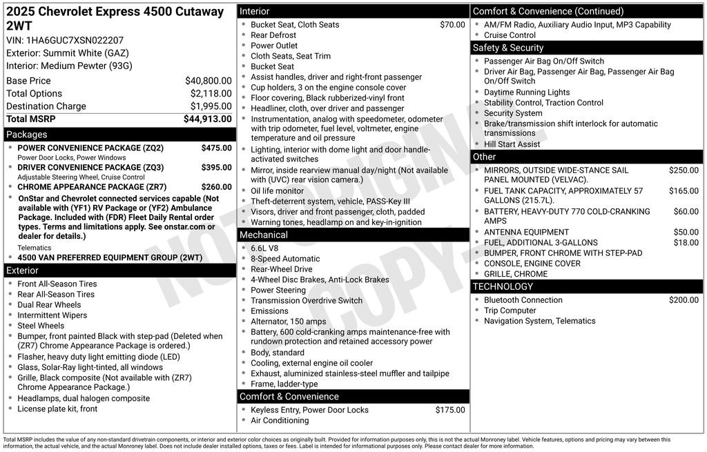 New 2025 Chevrolet Express 4500 w/ Power Convenience Package image 25