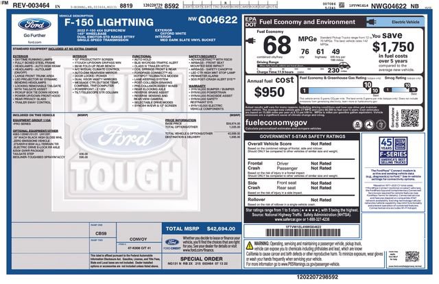 Certified 2022 Ford F150 Lightning Pro AWD/4WD image 5