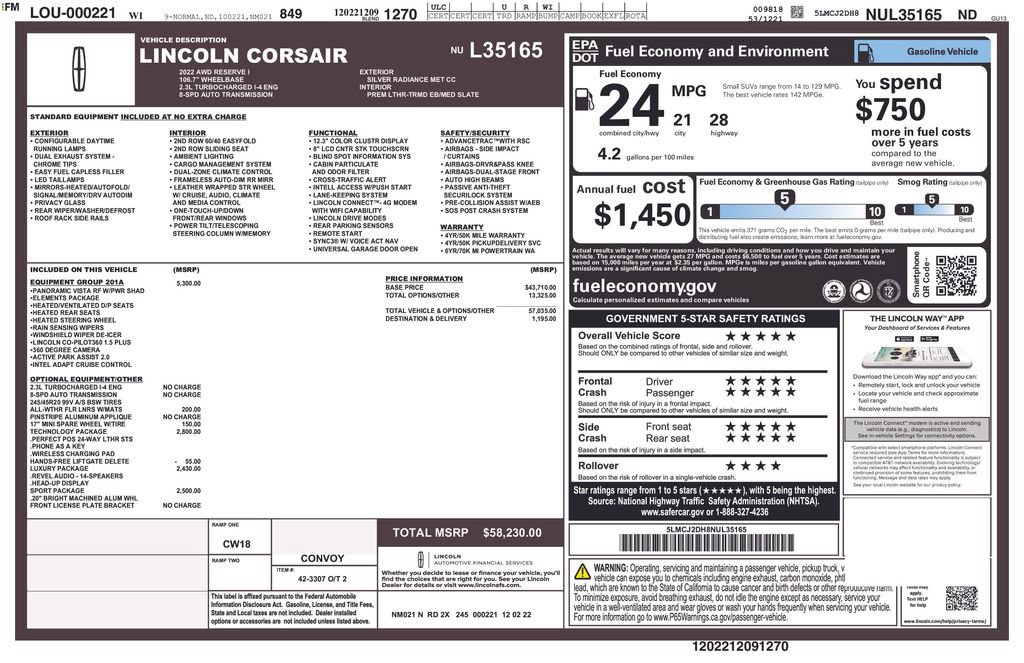 Used 2022 Lincoln Corsair Reserve w/ Equipment Group 201A AWD/4WD image 75