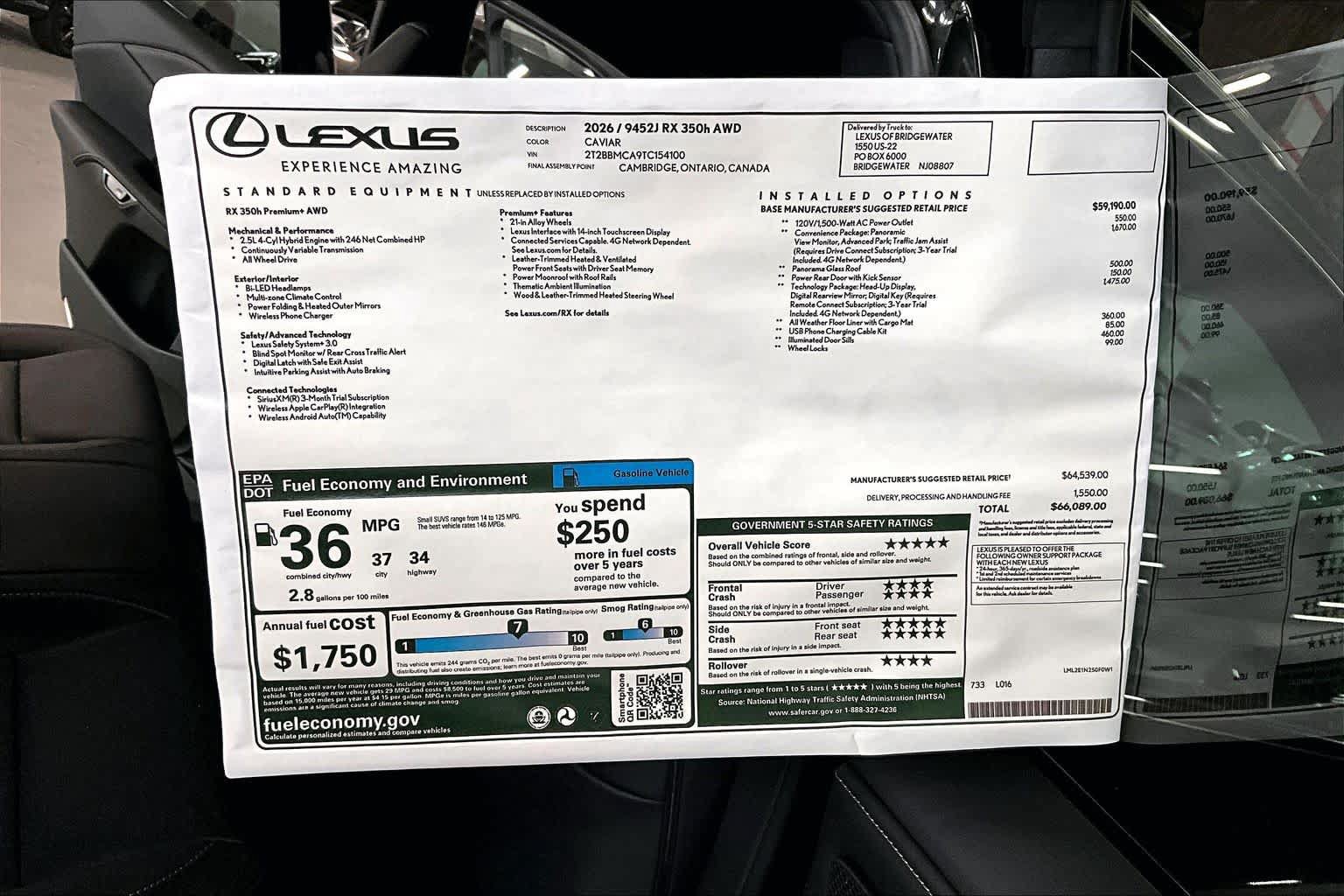 New 2026 Lexus RX 350 w/ Convenience Package AWD/4WD image 13