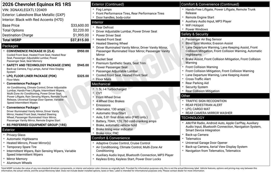 Used 2026 Chevrolet Equinox RS w/ Convenience Package III FWD image 27