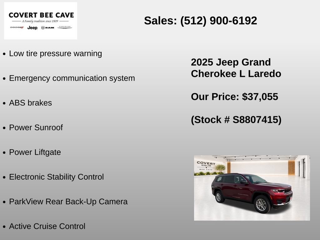 New 2025 Jeep Grand Cherokee L Laredo w/ Luxury Tech Group I RWD image 19
