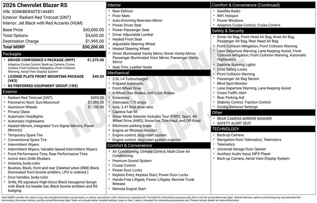 New 2026 Chevrolet Blazer RS w/ Driver Confidence II Package image 25