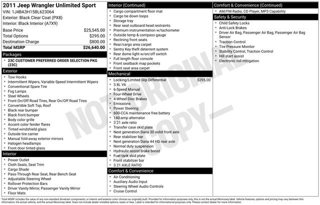 Used 2011 Jeep Wrangler Unlimited Sport image 30