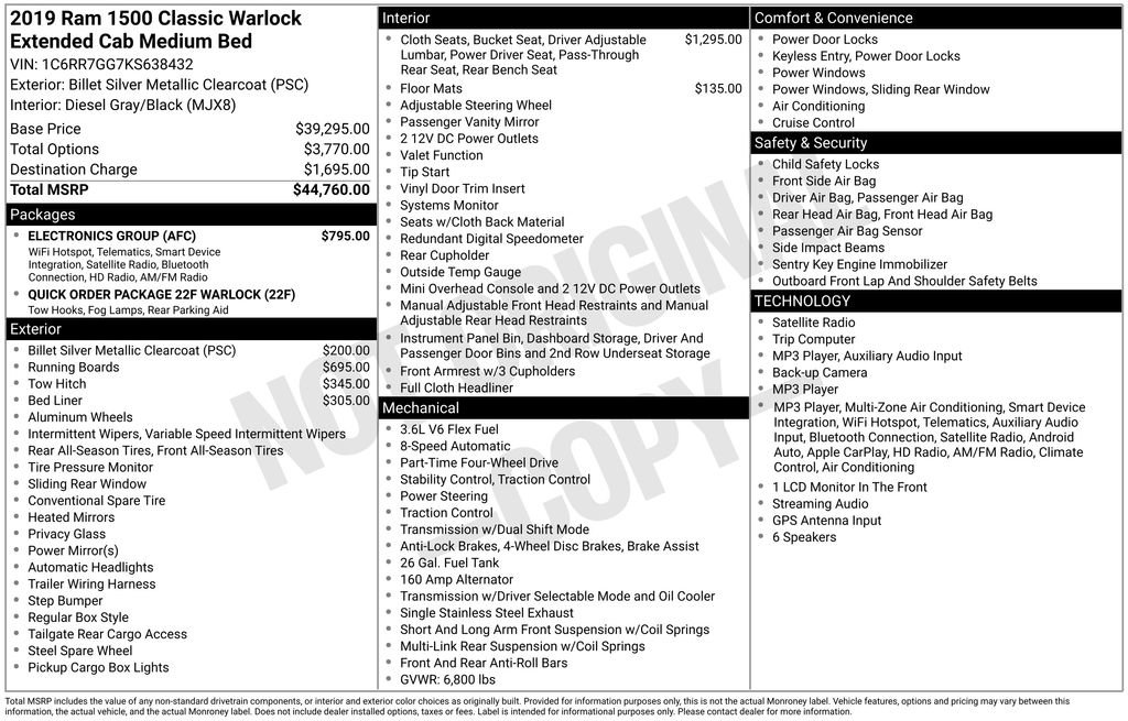 Used 2019 RAM 1500 Warlock w/ Electronics Group AWD/4WD image 2