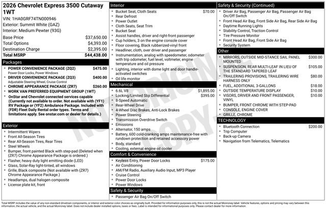 New 2026 Chevrolet Express 3500 w/ Power Convenience Package image 18