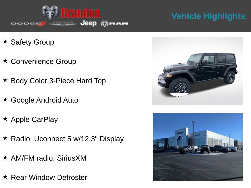 New 2025 Jeep Wrangler Unlimited Rubicon w/ Safety Group AWD/4WD image 2