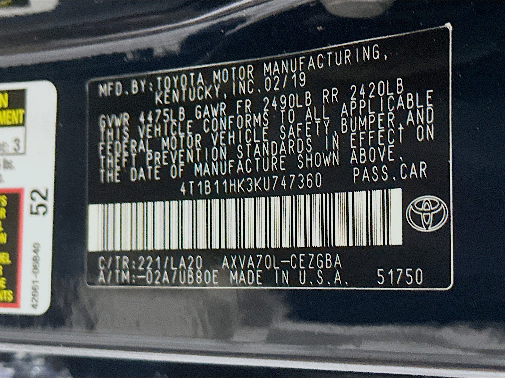 Used 2019 Toyota Camry XLE FWD image 12