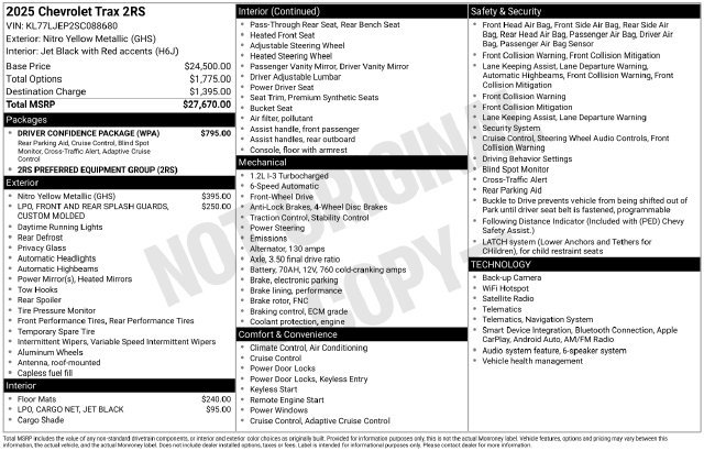 Used 2025 Chevrolet Trax RS w/ Driver Confidence Package FWD image 24